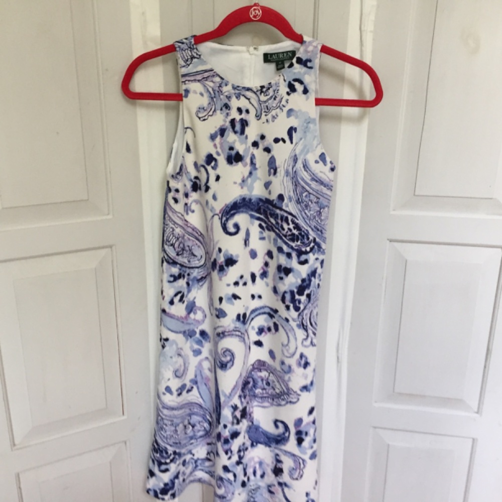 Lauren Ralph Lauren White and Blue Paisley Dress - Picture 2 of 16